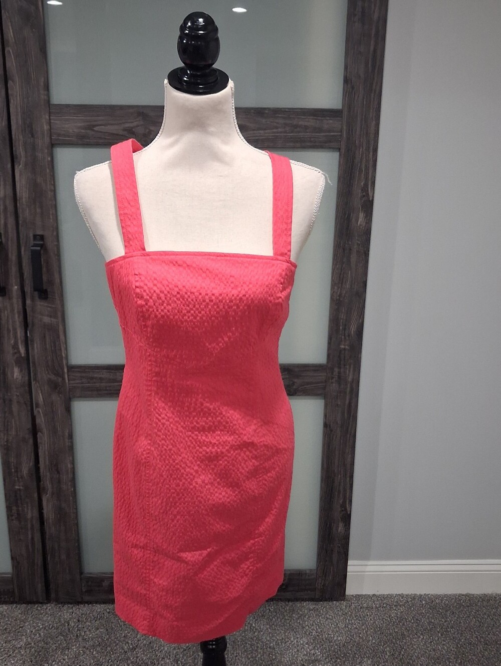 W By Worth Bright Pink Square Neck Sleeveless Sheath Mini Dress Size 2
